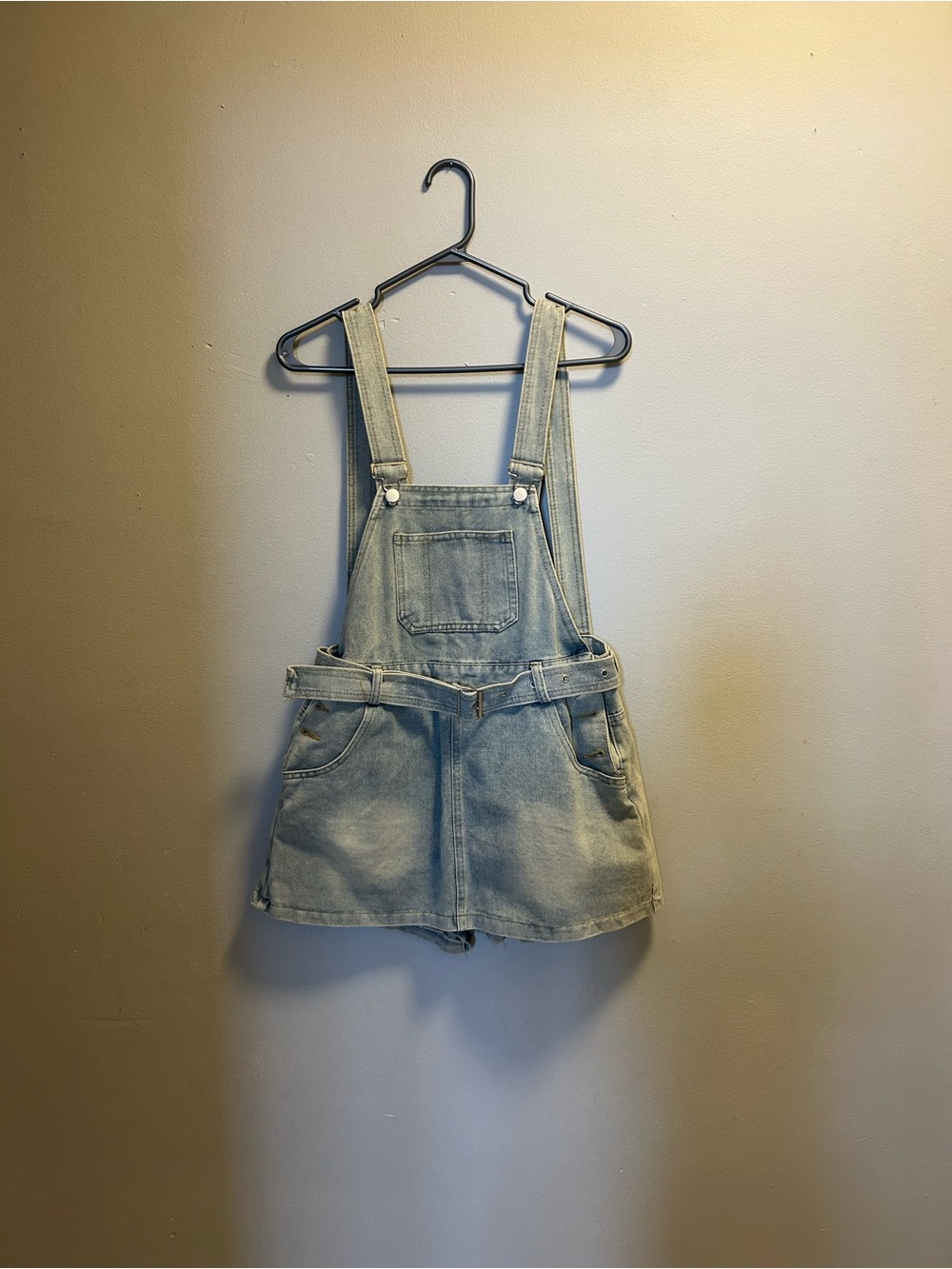 Light Wash Denim Overall Skirt